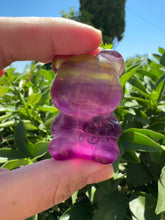 Load and play video in Gallery viewer, Natural purple yellow Candy Fluorite Bear Carving
