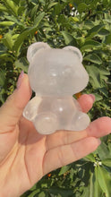 Load and play video in Gallery viewer, White-Toned Rose Quartz Bear – Hand Carved Crystal Healing Stone Figurine
