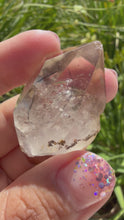 Load and play video in Gallery viewer, Natural Enhydro Quartz w/ Moving Bubble &amp;/or Carbon/Black Inclusions,A451
