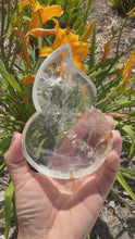 Load and play video in Gallery viewer, Natural Clear Quartz Gourd Flame Dish,Crystal Tray Decorative Altar Dish,B155
