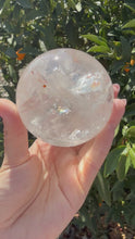 Load and play video in Gallery viewer, Large Rainbow Clear Quartz Crystal Sphere – Natural Healing Stone Ball- A43
