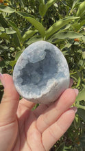 Load and play video in Gallery viewer, Celestite Geode Egg – Raw Celestine for Calming Energy,A58
