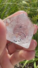 Load and play video in Gallery viewer, Natural Enhydro Quartz w/ Moving Bubble &amp;/or Carbon/Black Inclusions,A444
