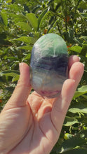 Load and play video in Gallery viewer, Natural Feather Fluorite Palm Stone,Snowflake Quartz Fluorite Palm Stone,A183
