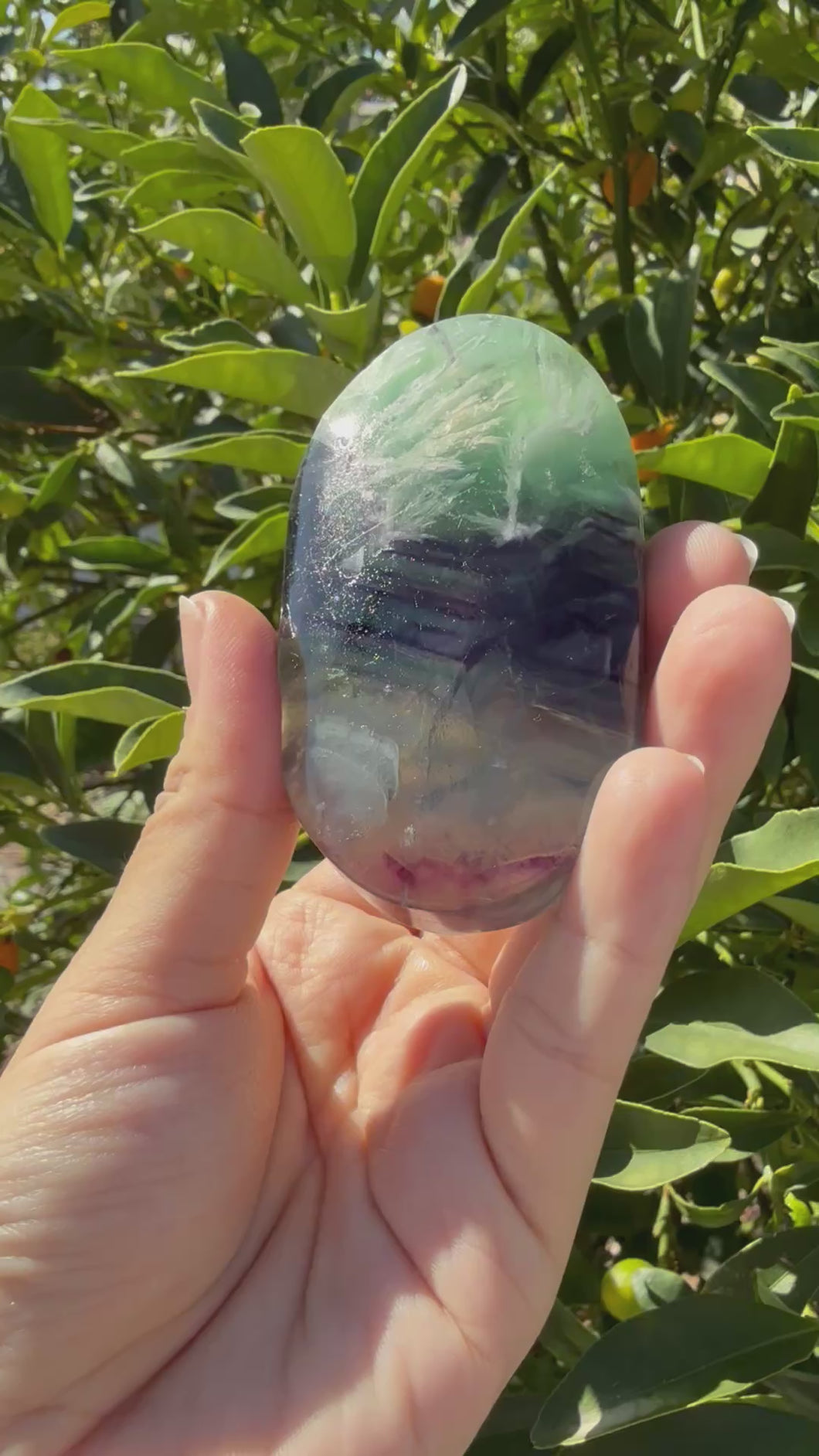 Natural Feather Fluorite Palm Stone,Snowflake Quartz Fluorite Palm Stone,A183