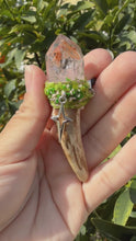 Load and play video in Gallery viewer, Pocket Deer Antler Red Mud Skeletal Quartz Crystal Wand Necklace
