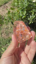 Load and play video in Gallery viewer, Hematite Quartz Crystal | Orange Flower Inclusions Rainbow Flash, A334
