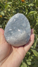 Load and play video in Gallery viewer, Celestite Geode Egg – Raw Celestine for Calming Energy,A57
