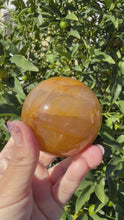 Load and play video in Gallery viewer, Natural Golden Healer Quartz Sphere,Yellow Crystal Ball,Golden Iron Quartz,A209
