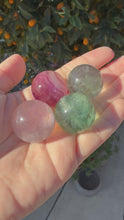 Load and play video in Gallery viewer, 4pcs Fluorite Mini Spheres , Mini Rainbow Fluorite Crystal Sphere
