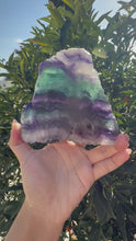 Load and play video in Gallery viewer, Natural Rainbow Fluorite Slab,Green Purple Fluorite Crystal Slice,A96
