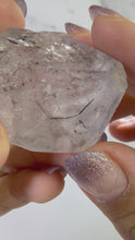 Load and play video in Gallery viewer, Natural Enhydro Quartz w/ Moving Bubble &amp;/or Carbon/Black Inclusions,A494
