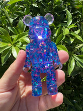 Load and play video in Gallery viewer, Shiny purple blue toy bear Handmade resin sculpture
