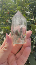 Load and play video in Gallery viewer, Garden Quartz Crystal Point Tower – Clear Quartz with Unique Inclusions, A82
