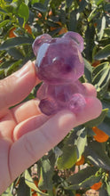 Load and play video in Gallery viewer, Natural Purple Candy Fluorite Geometric Bear Carving
