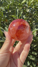 Load and play video in Gallery viewer, Vibrant Fire Quartz Crystal Sphere,Hematoid Quartz Red Orange Crystal Ball, A103

