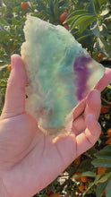 Load and play video in Gallery viewer, Triangular Blue and Purple Feather Fluorite Mineral Specimen,Fluorite slab
