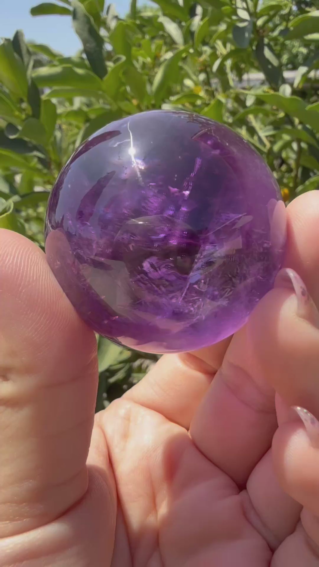Chevron Amethyst Sphere with Goethite Inclusions,Davis Effect, A65