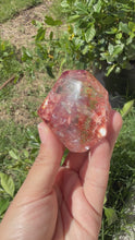 Load and play video in Gallery viewer, Hematite Quartz Crystal | Orange Flower Inclusions Rainbow Flash, A335
