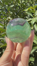 Load and play video in Gallery viewer, High Clarity Green Fluorite Sphere – Polished Crystal Ball, A104
