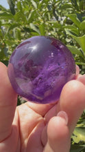 Load and play video in Gallery viewer, Chevron Amethyst Sphere with Goethite Inclusions,Davis Effect, A66
