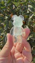 Load and play video in Gallery viewer, Natural Green Candy Fluorite Bear Carving,Fluorite Stand Bear
