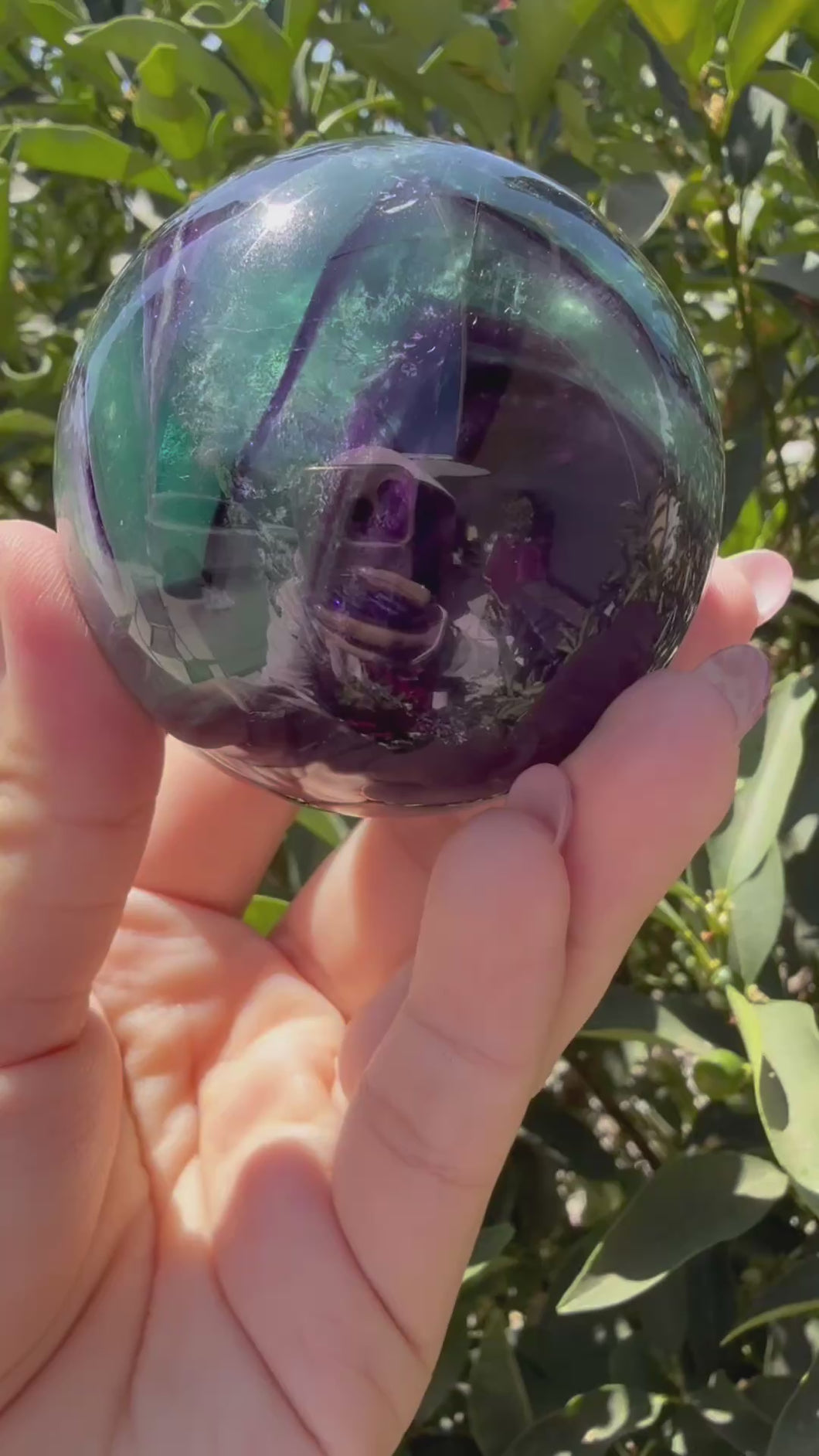 Green Purple Candy Fluorite Sphere, Stunning Rainbow Watermelon Ball,A112