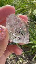 Load and play video in Gallery viewer, Natural Enhydro Quartz w/ Moving Bubble &amp;/or Carbon/Black Inclusions,A454
