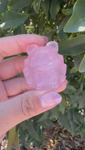 Load and play video in Gallery viewer, Rose Quartz Fox Crystal Carving - Rose quartz Nine tailed fox
