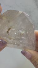 Load and play video in Gallery viewer, Natural Enhydro Quartz w/ Moving Bubble &amp;/or Carbon/Black Inclusions,A502
