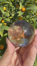 Load and play video in Gallery viewer, Scenic Garden Quartz Sphere | Natural Lodolite Included Crystal Orb, A317
