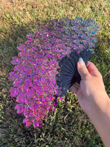 hand fan Pink Green chameleon glitter Sakura fan for wedding part cosplay fan handmade fan gift finished