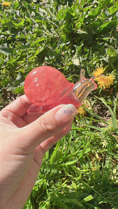 Watermelon color crystal stone Snail Handmade resin sculpture, Snail cute cool super kawaii, need 1 week to make