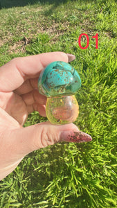 Resin small cute Turquoise mushroom