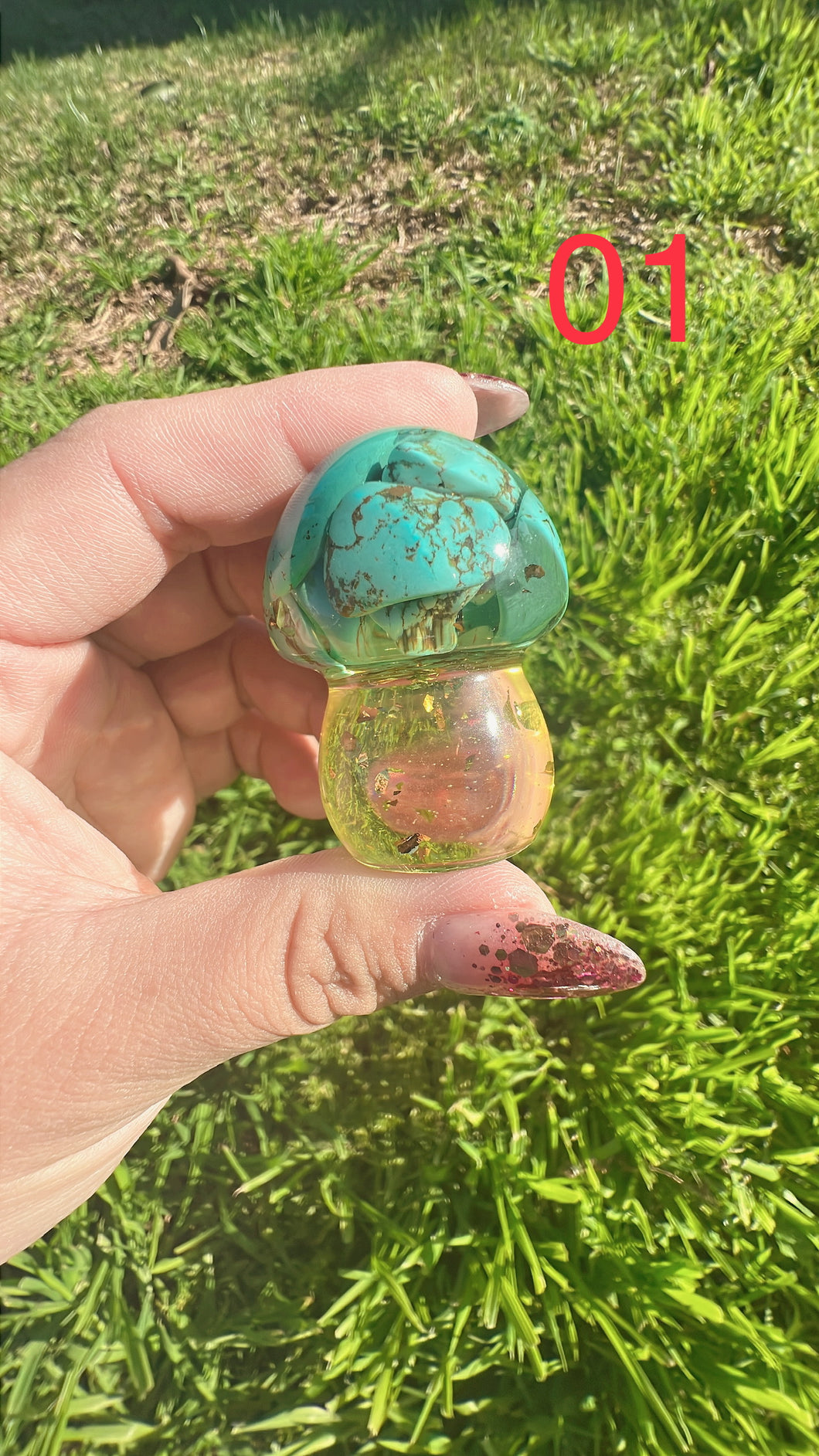 Resin small cute Turquoise mushroom